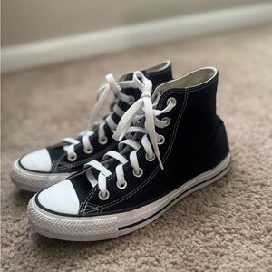 Converges Black High-Top Sneakers with White Laces